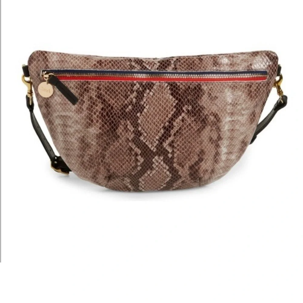 Clare V Grande Fanny leather crossbody belt snakeskin bag NWOT - Picture 1 of 11